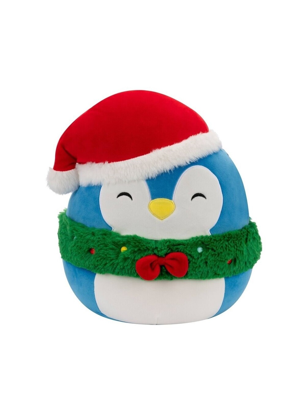 Squishmallows Puff Penguin Blue Christmas Santa Hat Wreath Holiday Plush Toy